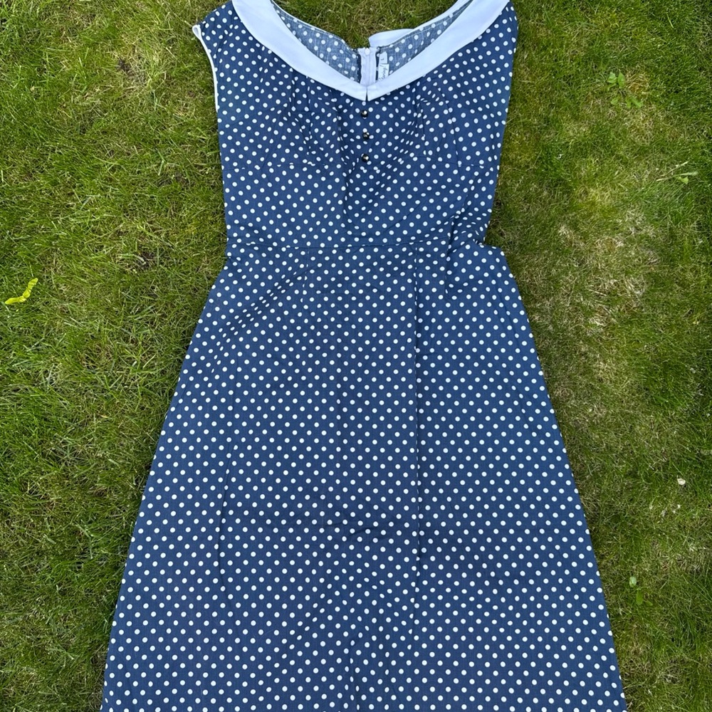 Stop Staring Navy and White Polka Dot Dress Rockabilly style
